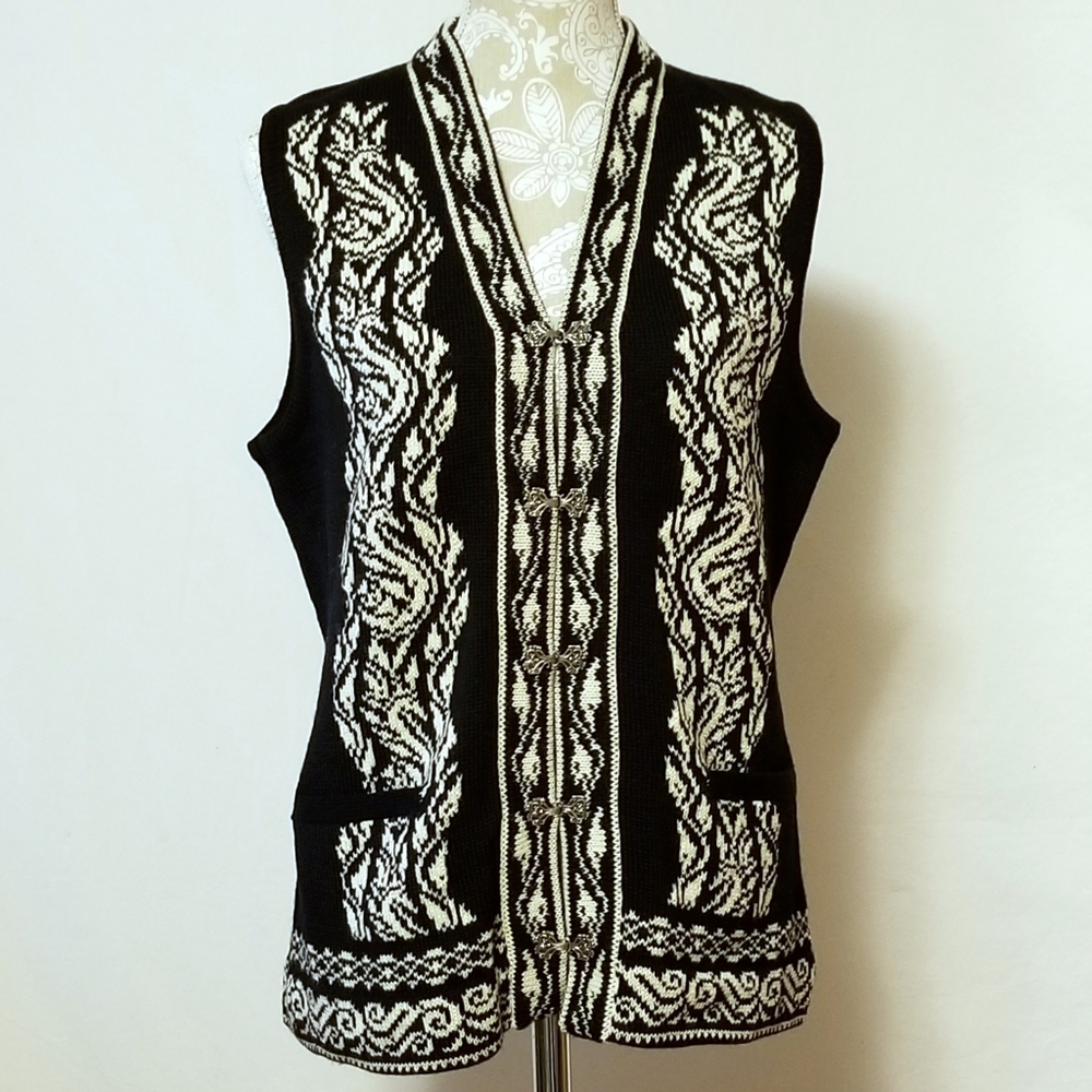 Nordic Grace Nordic Pattern Sweater Vest Sz M